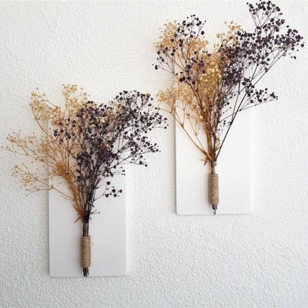 ST Dekor Mor Ve Krem Beyaz Cipso Çiçekli, Beyaz Duvar Dekoru, 2'Li Set - Image 1