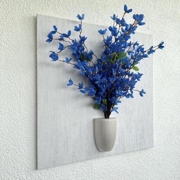 ST Dekor Kabartma Dokulu, Mavi Sakura Çiçekli 3D Tablo - Image 1