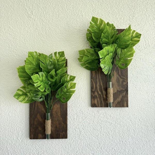 ST Dekor Devetabanı Çiçekli Duvar Dekoru Ceviz İkili Set - Image 1