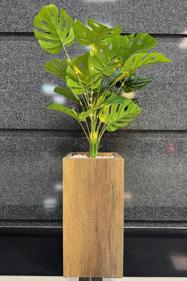 ST Dekor Devetabanı Çiçekli, Led Işıklı, Ceviz Saksı 115Cm - Image 1