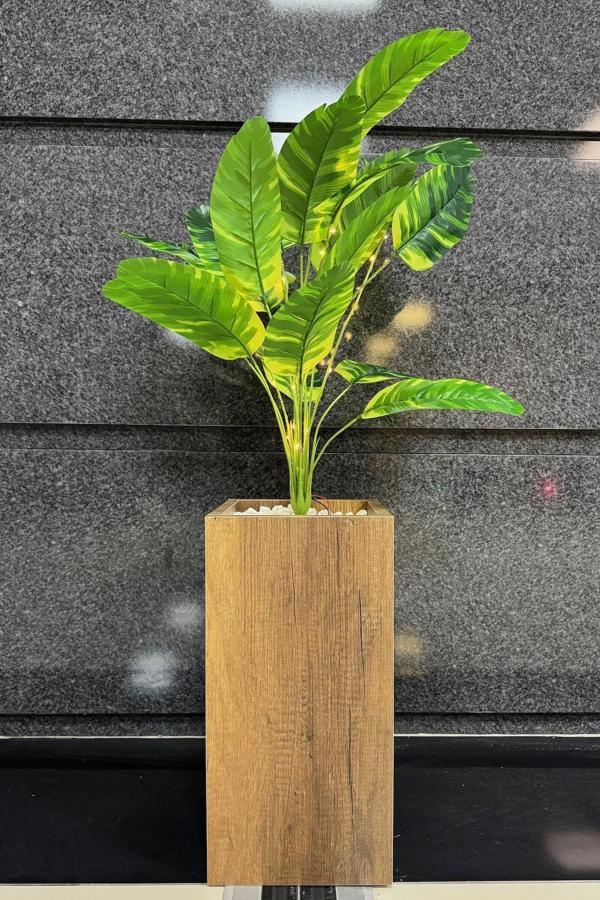 ST Dekor Starliçe Çiçekli, Led Işıklı, Ceviz Saksı 115Cm - Image 1