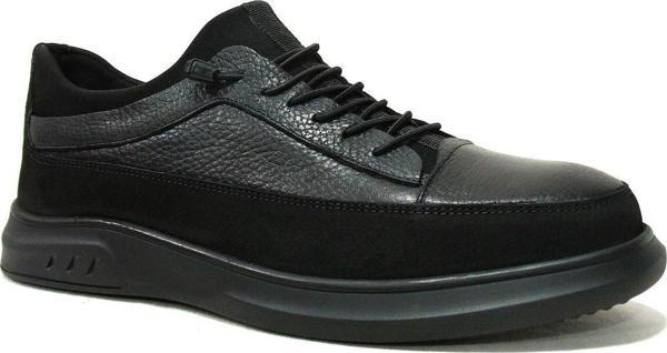 Dropland Siyah Lastik Bağcıklı Streçli Anatomik Comfort Ayakkabı - Image 1