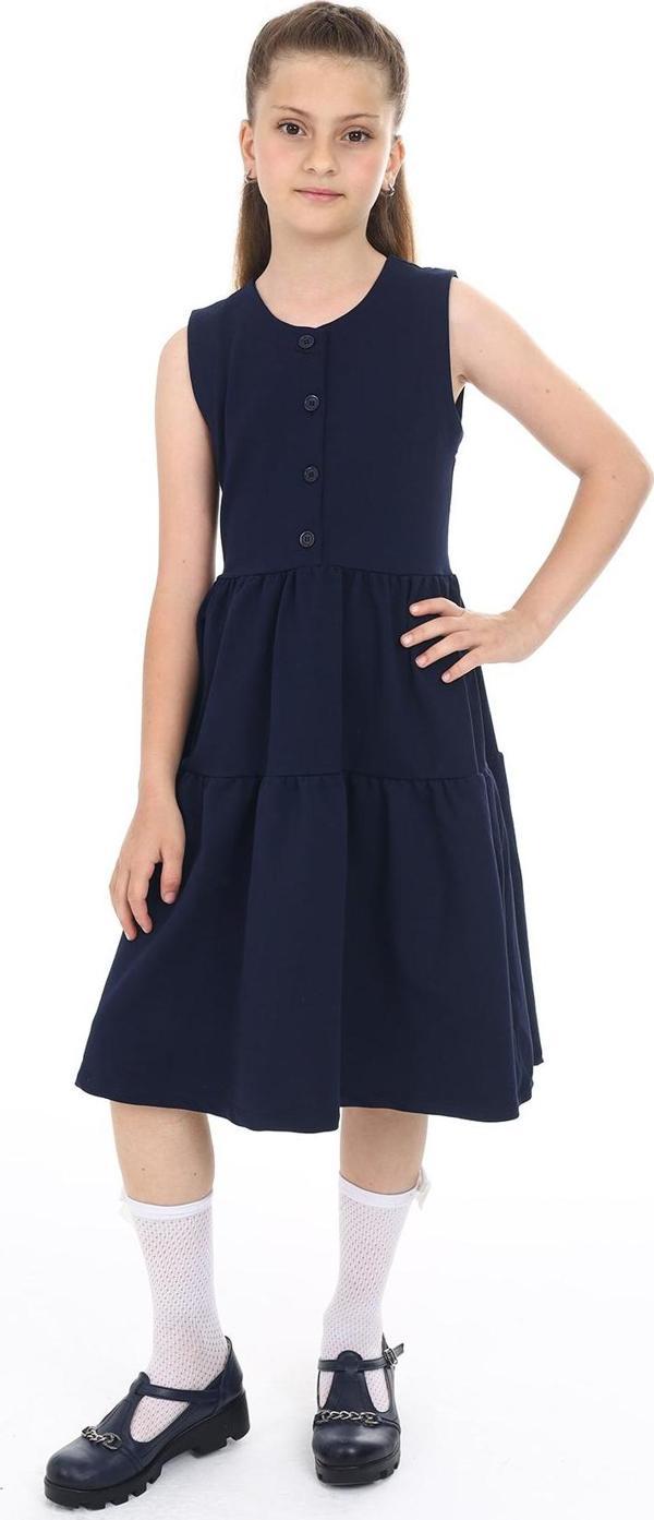 Toontoy Kız Çocuk Düğmeli Okul Elbise - Image 1