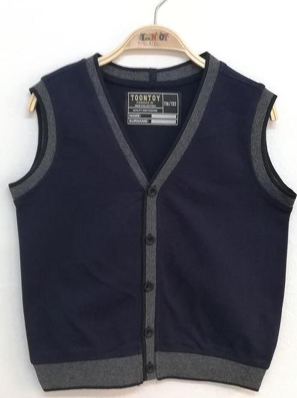 Toontoy Erkek Çocuk Triko Düğmeli Okul Süveter - Image 1