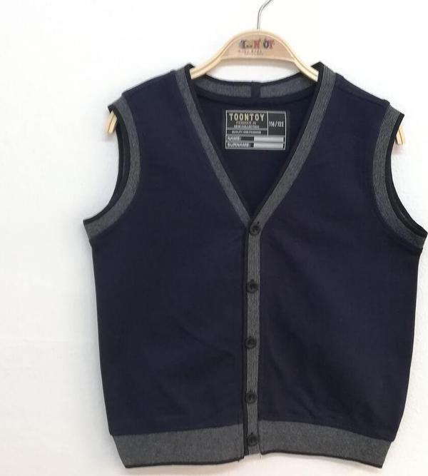 Toontoy Erkek Çocuk Triko Düğmeli Okul Süveter - Image 1