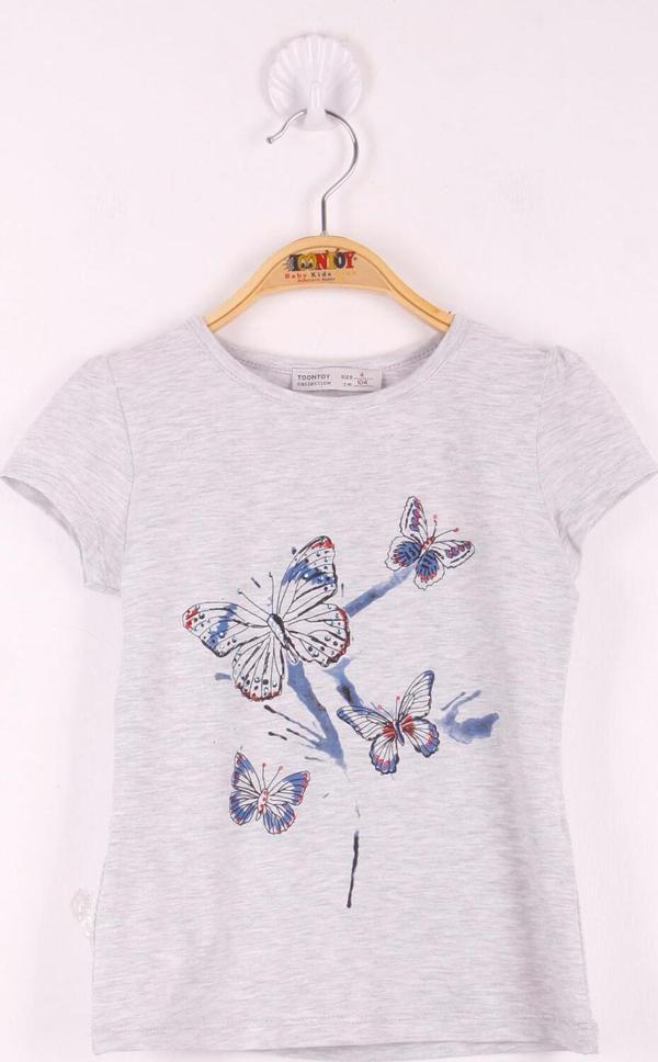 Toontoy Kız Çocuk  Kelebek Taş Baskılı T-Shirt - Image 1