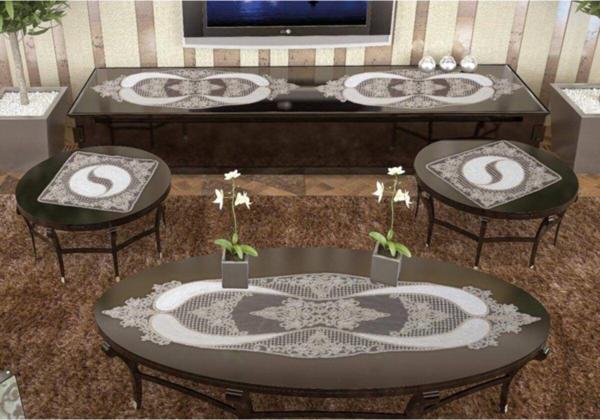 Bursa Çeyiz 5 Parça Dilruba Fransız Dantelli Salon Takımı Pikolu - Image 1
