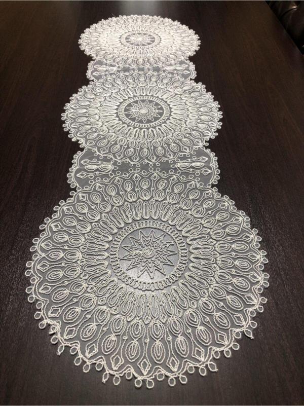 Meloş Home Fransız Dantelli Krem Runner - Image 1