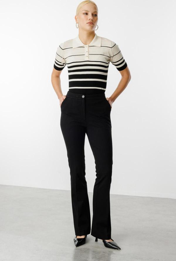 Ekol Kadın Beli Lastikli Bol Paça Pantolon 2074 Siyah - Image 1