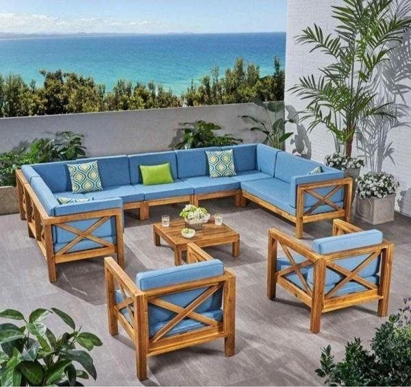 Kayra Bahçe Balkon Teras Ahşap Köşe Koltuk Takımı - Image 1