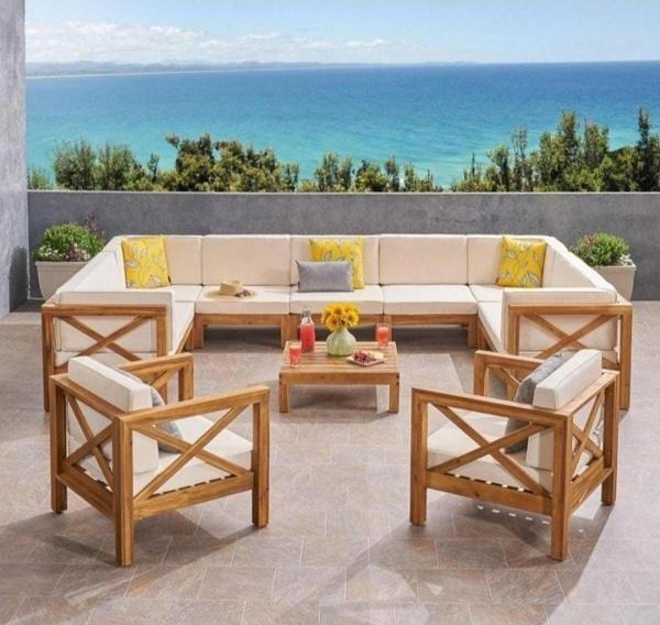 Kayra Bahçe Balkon Teras Ahşap Köşe Koltuk Takımı - Image 1