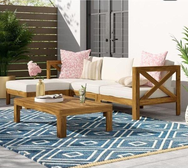 Milo Bahçe - Balkon - Teras Ahşap Koltuk Takımı (Krem) - Image 1