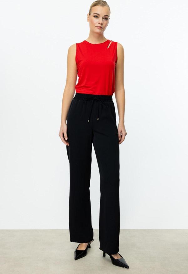 Ekol Kadın Bol Paça Krep Pantolon 2062 Siyah - Image 1