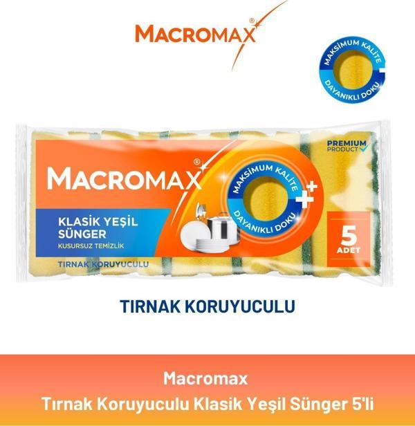 Macromax Klasik Yeşil Oluklu Sünger 5'li - Image 1