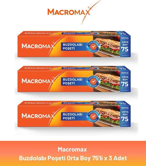 Macromax Buzdolabı Poşeti Orta Boy 75'li x 3 Adet - Image 1