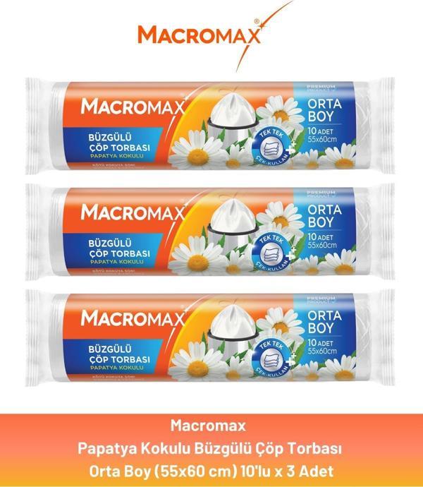Macromax Büzgülü Papatya Çöp Torbası Orta Boy 10'lu x 3 Adet - Image 1
