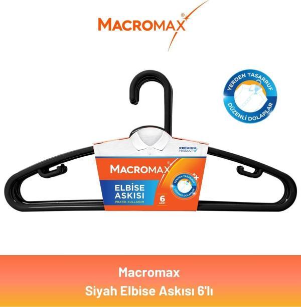 Macromax Siyah Elbise Askısı 6'lı - Image 1