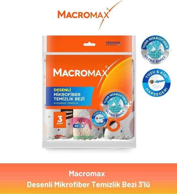 Macromax Desenli Mikrofiber Temizlik Bezi 3'lü - Image 1