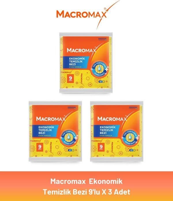 Macromax Ekonomik Temizlik Bezi 9'lu x 3 Adet - Image 1