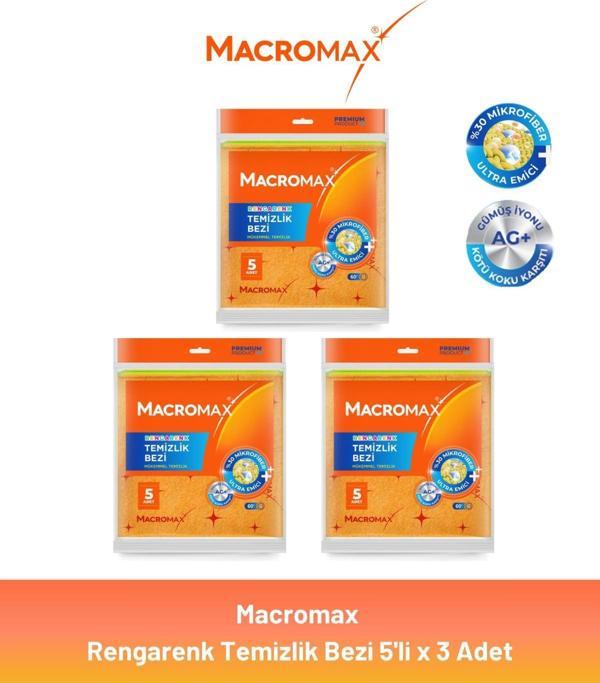 Macromax Rengarenk Temizlik Bezi 5'li x 3 Adet - Image 1