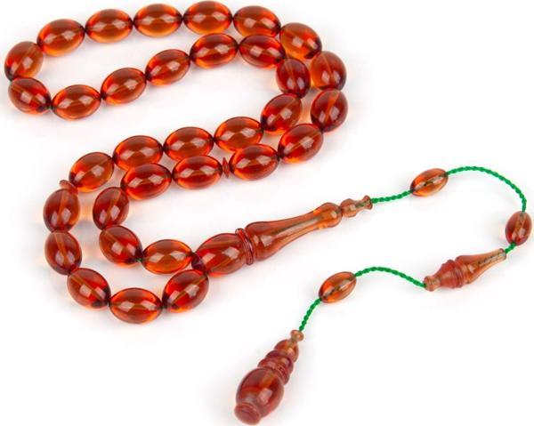 Sıkma Kehribar Beyzi Kesim 7x10mm Tesbih - Image 1