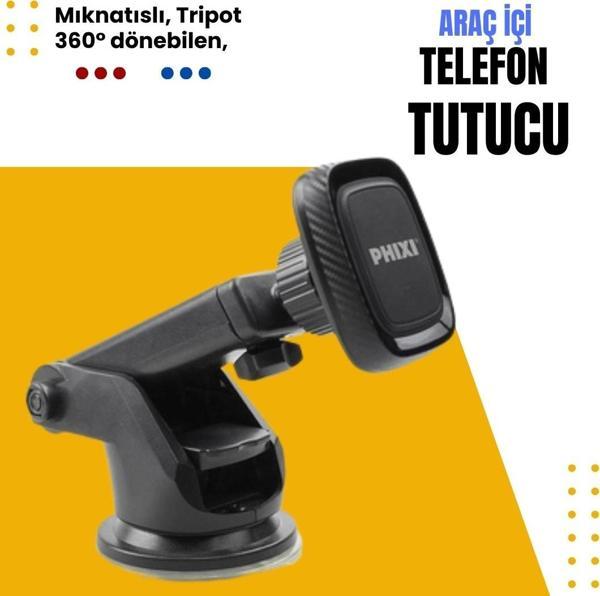 Phixi Force CH35 Mıknatıslı 360° Tripot Araç Tutucu - Uzatılabilir Teleskopik ve Güçlü Mıknatıslarla - Image 1
