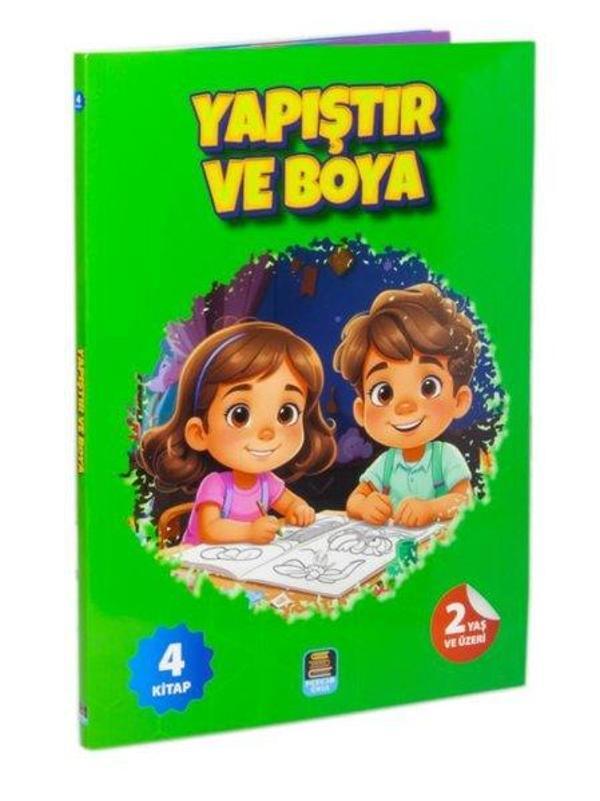 Yapıştır ve Boya Renkli Çıkartmalı İlk Yapıştırmalarım Seti - 4 Kitap Takım - 2 Yaş ve Üzeri - Mercan Okul - Image 1