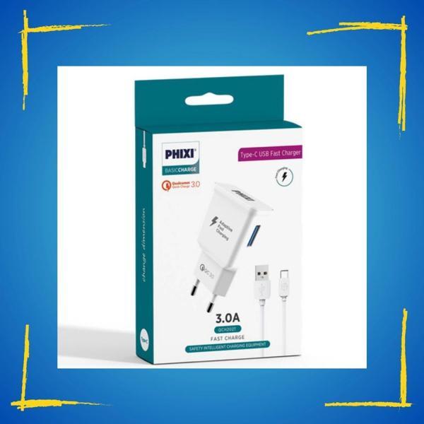 PHİXİ QCH202T BASİC 12V / 3A QUALCOMM 3.0 TYPE-C USB KABLOLU HIZLI ŞARJ CİHAZI - Image 1