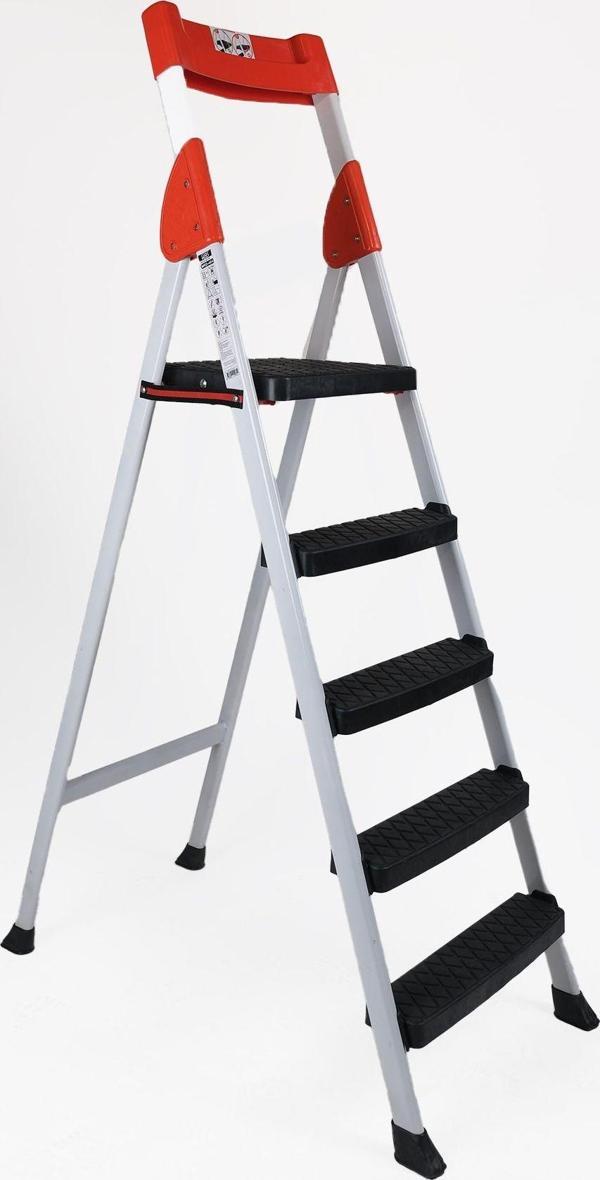 Mubalife Merdiven 4+1 Geniş Basamaklı Merdiven Kolay Taşınır Merdiven Ergonomik Tasarım Extra - Image 1