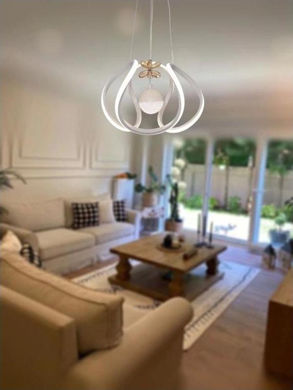 Kavis Modeli Mat Beyaz Tek Toplu 3 Renk Modüllü Ledli Avize - Image 1