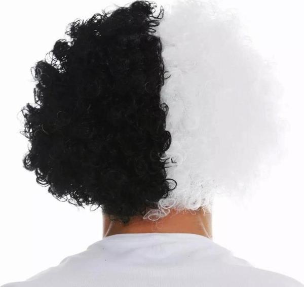 Nessiworld Siyah Beyaz Kıvırcık Afro Bonus Peruk Taraftar Bonus Saç - Image 1