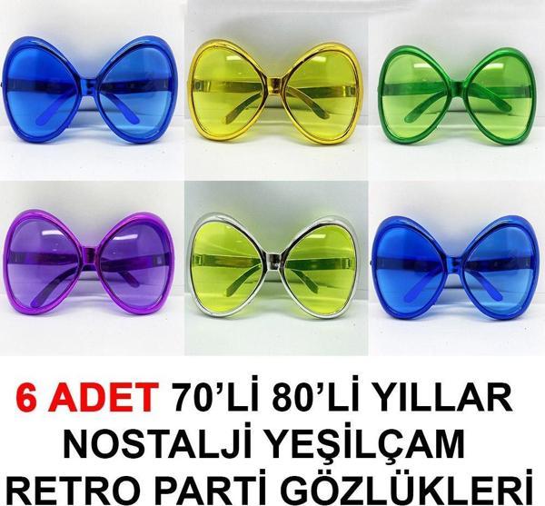 Nessiworld 70li 80li Yıllar Nostalji Yeşilçam Retro Parti Gözlükleri 6 Adet - Image 1