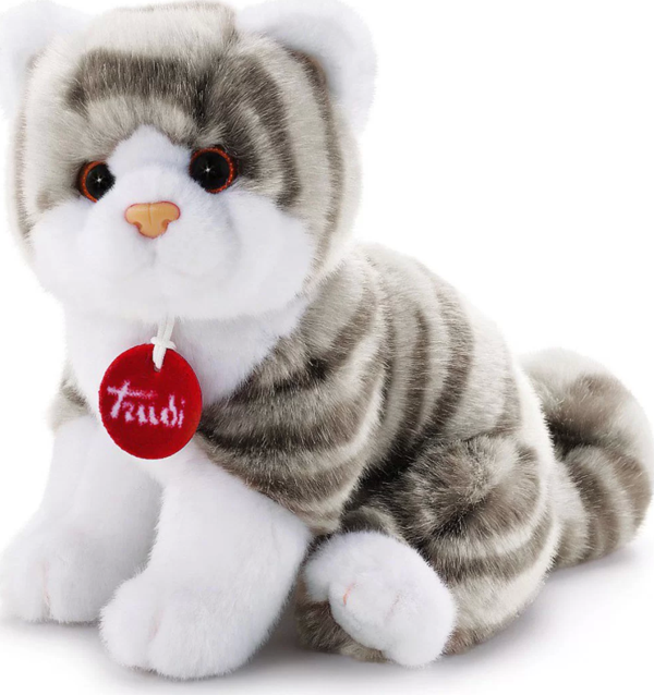 Nessiworld Trudi Brad Peluş Beyaz Gri Kedi 20 cm - Image 1