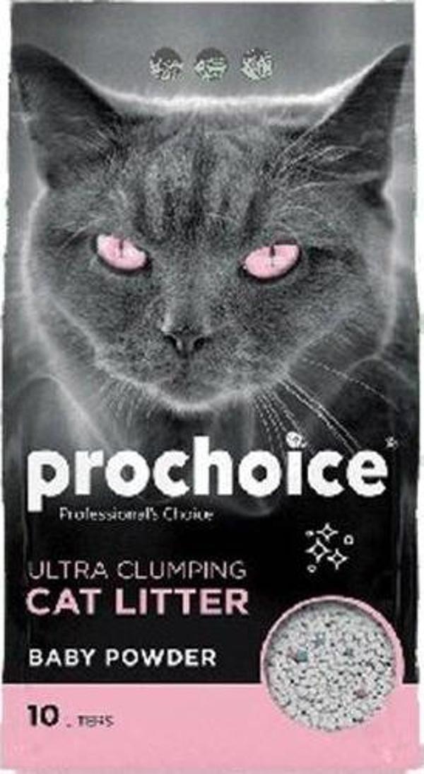 Prochoice Bentonit Bebek Pudralı Topaklanan Doğal Kedi Kumu 10 Lt - Image 1