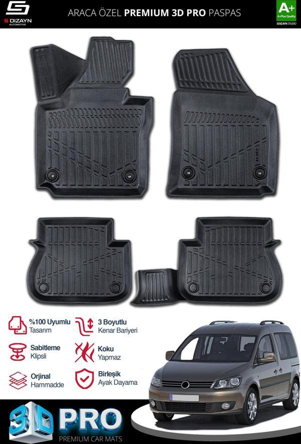 S-Dizayn VW Caddy 3D Pro Havuzlu Paspas 2010-2015 A+ Kalite - Image 1