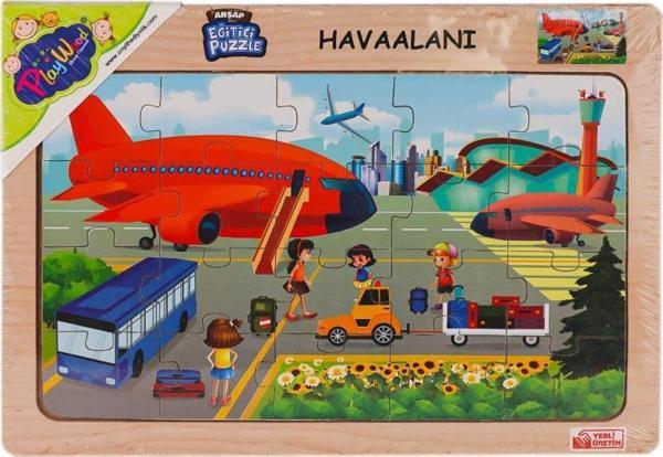 Nessiworld ONY-233-234-235-236 Ahşap Eğitici Puzzle Havaalanı -Onyıl Oyuncak - Image 1