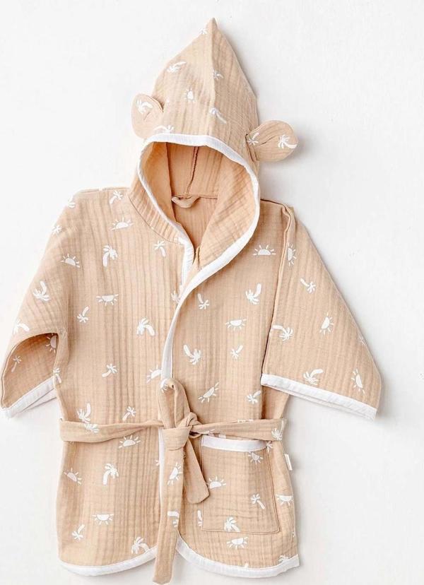 Andywawa AC24611 Bathrobe Smil All Day Bebek Bornoz Beige - Image 1