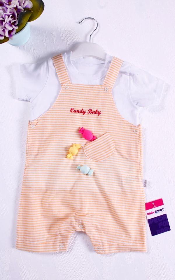 3-18 Ay Kız Bebek Tulumu Candy Figürlü Badili Sarı - Image 1