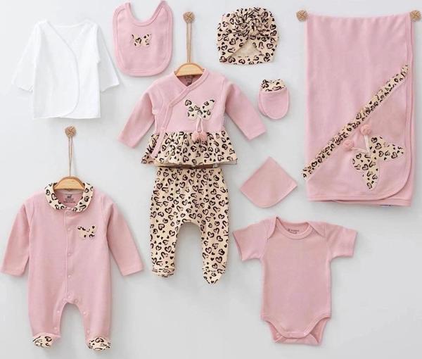 3 Ay Kız Bebek Leopar 10 Parça Hastane Çıkışı Kutulu Pembe - Image 1