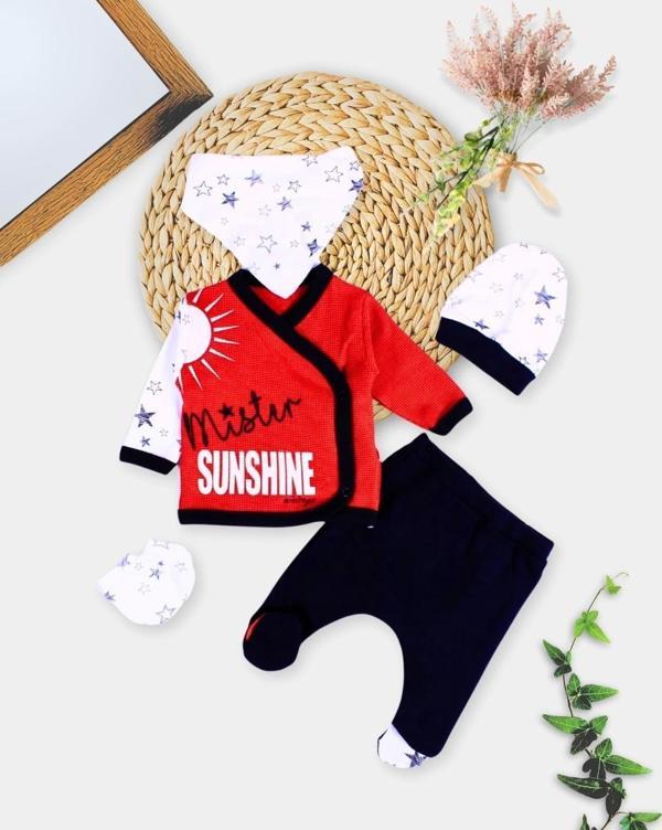 Yeni Doğan Sun Shine 5'li Erkek Bebek Hastane Çıkışı Kırmızı - Image 1