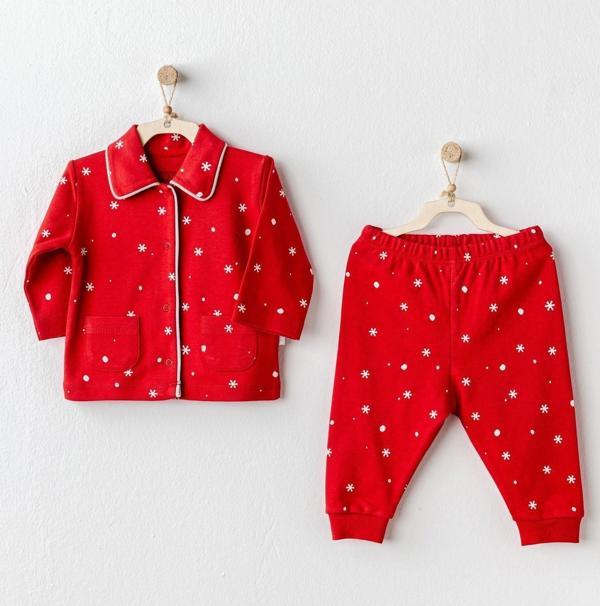 Andywawa AC25329 Happy Newyear Bebek Pijama Takım Red - Image 1