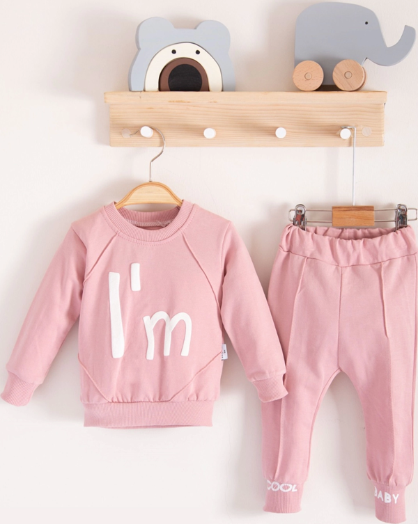 3-18 Ay Kız Bebek Alt&Üst Takımı I'm Cool 2'li Pembe - Image 1