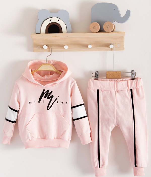 3-18 Ay Erkek Bebek Takımı Mini Zeo 2'li Pembe - Image 1