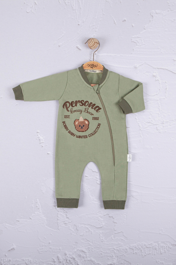 3-12 Ay Erkek Bebek Tulum Persona Bear Nakışlı Yeşil - Image 1