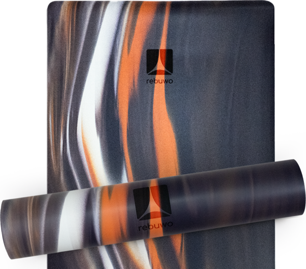 Rebuwo Kaydırmaz Doğal Kauçuk Yoga Matı Pilates Mat Turuncu-Gri Desenli - Image 1