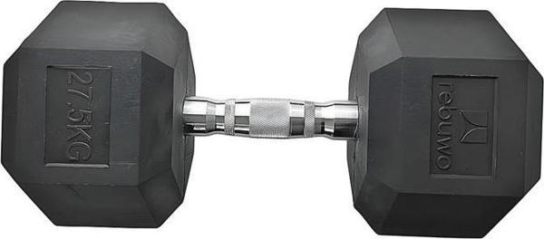Rebuwo Hex Dambıl Kauçuk Altıgen Dambıl Hex Dumbbell 27.5 KG 1 Adet - Image 1