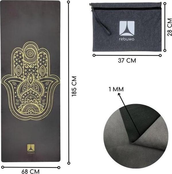 Rebuwo Seyahat Yoga Matı Katlanabilir Doğal Kauçuk Mat 1mm Gri Kahve - Image 1