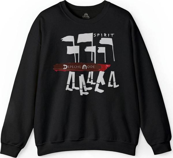 Depeche Mode Spirit New Wave Grey Charcoal Baskılı Sweatshirt - Image 1