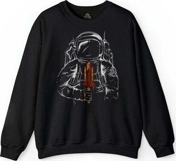 Astronot Uzay Cosmos Space Galaksi Gezegen Baskılı Sweatshirt - Image 1