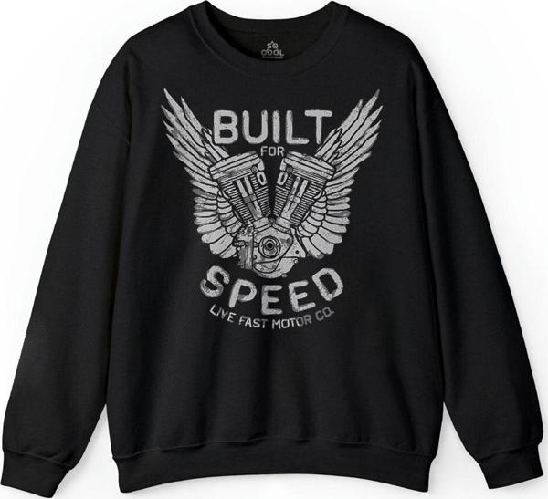 Built For Speed Live Fast Motosiklet Piston Baskılı Sweatshirt - Image 1